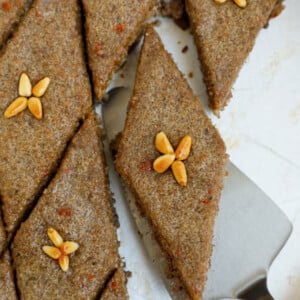 close of shot of a piece of kibbeh after baking