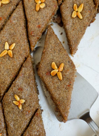 close of shot of a piece of kibbeh after baking