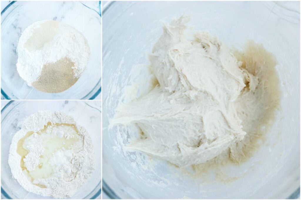dough before and after mixing