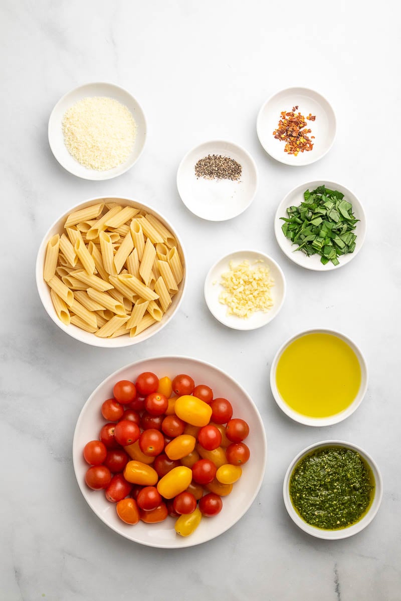 ingredient shot of the cherry tomato pasta