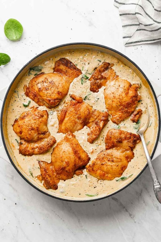 chicken thighs drench in the creamy sauce