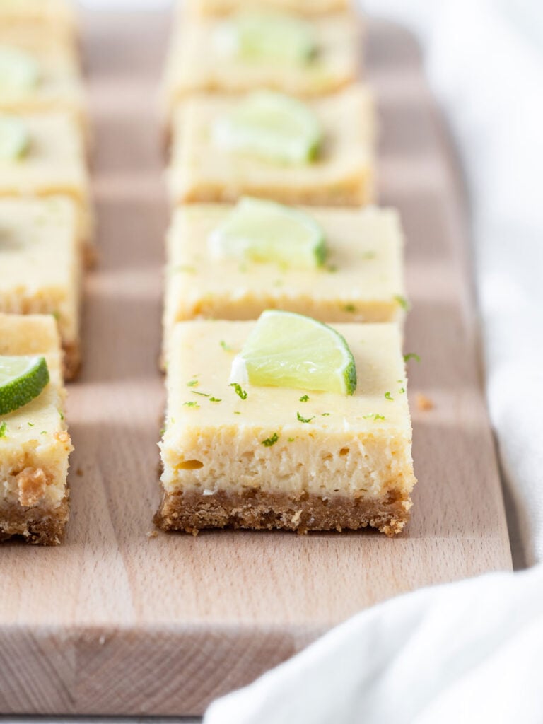 key lime bars on a board