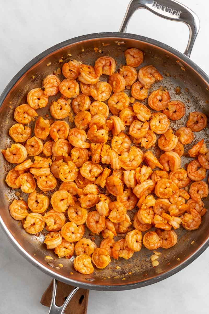 shrimp sautéed in a pan