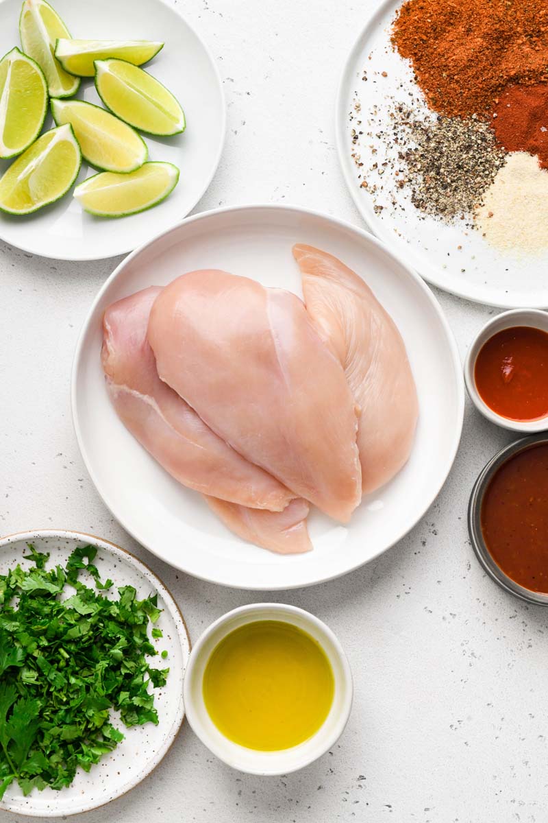 top down shot of the bbq chicken ingredients