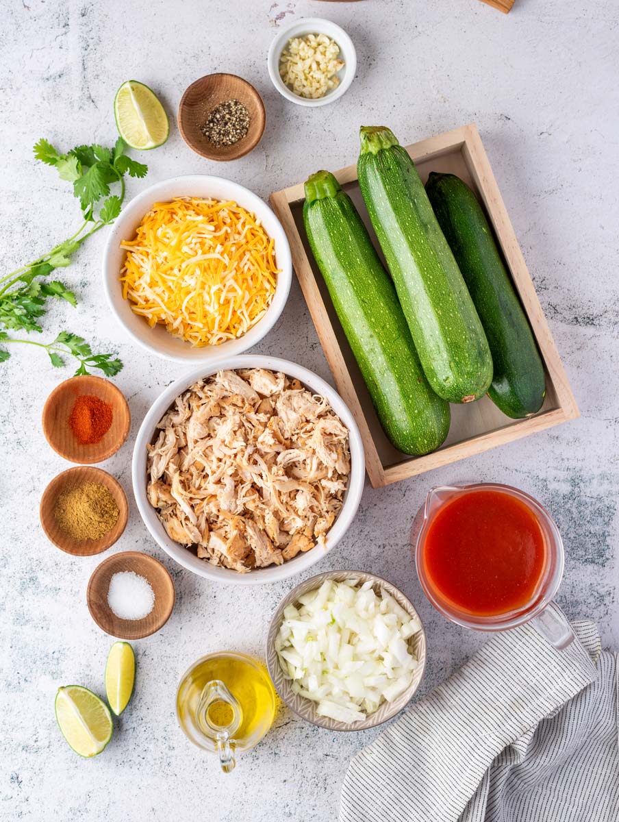 ingredients on chicken enchiladas laid out