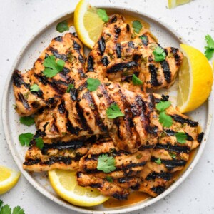 top down shot of the grilled cilantro lime chicken