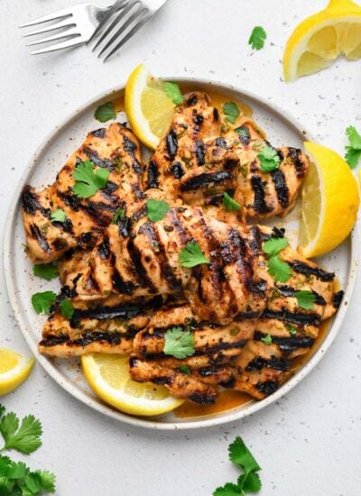 top down shot of the grilled cilantro lime chicken