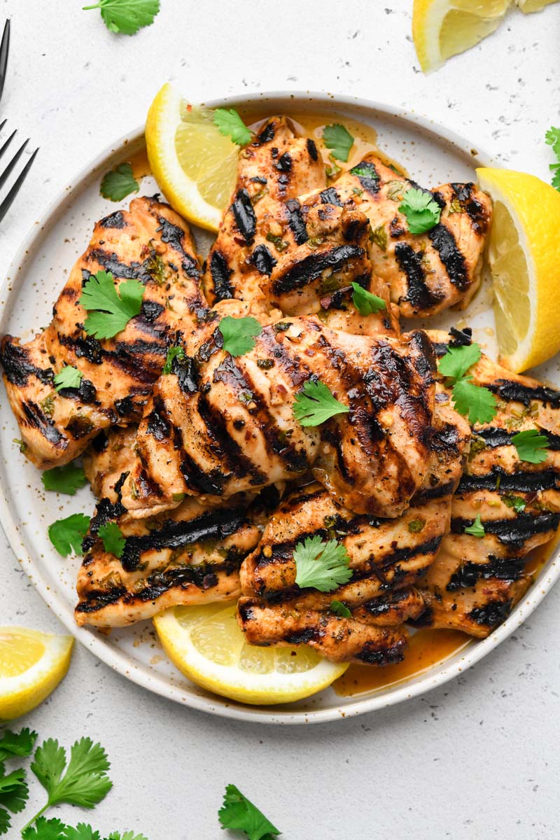 top down shot of the grilled cilantro lime chicken