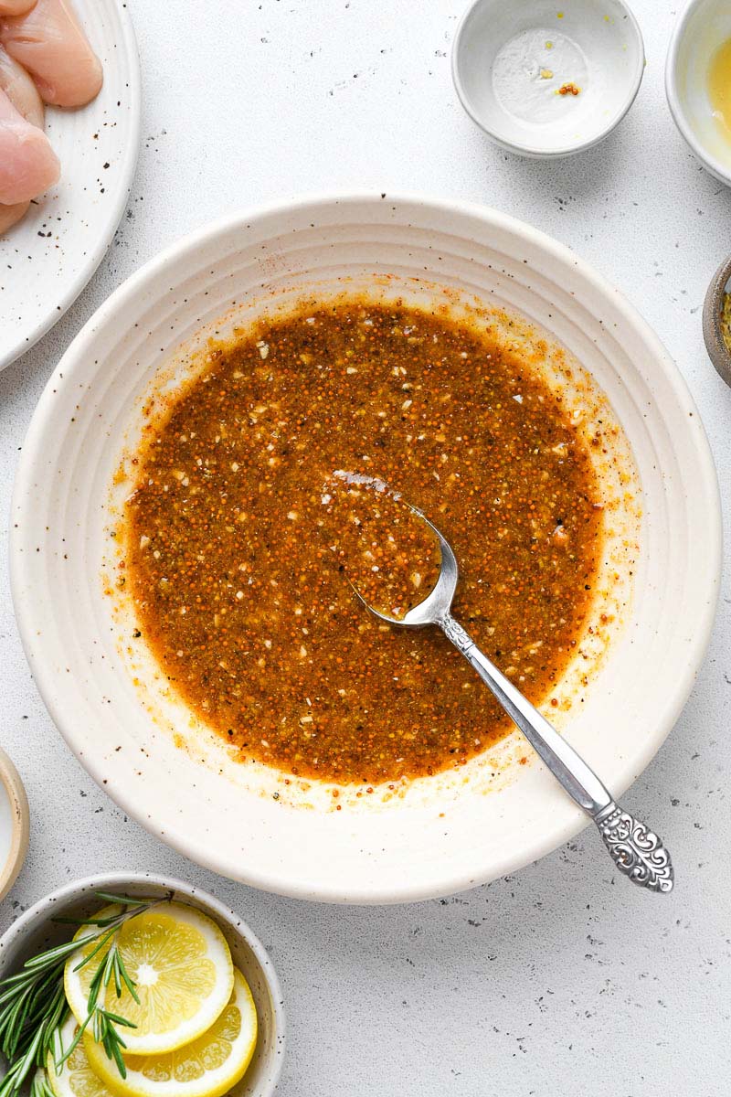 Honey mustard sauce in a bowl.