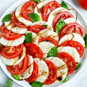 top down final shot of the caprese salad dish