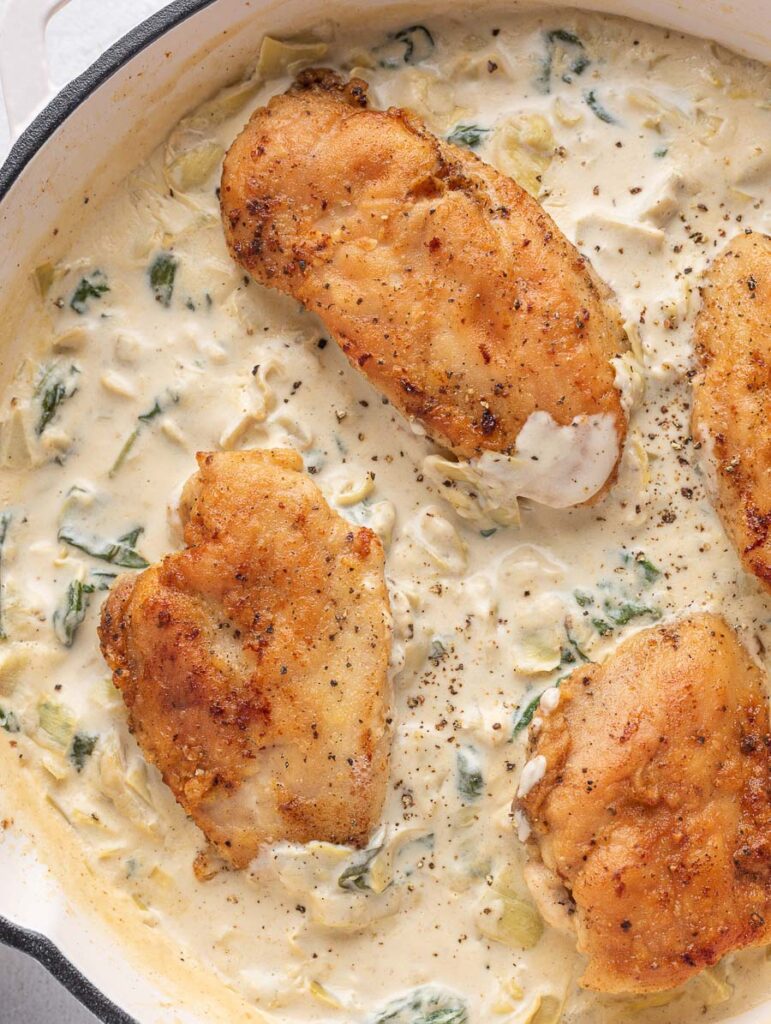 Easy Creamy Spinach Artichoke Chicken Skillet Skillet Recipe Cookin' with Mima
