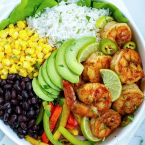 top down shot of the chipotle shrimp bowl
