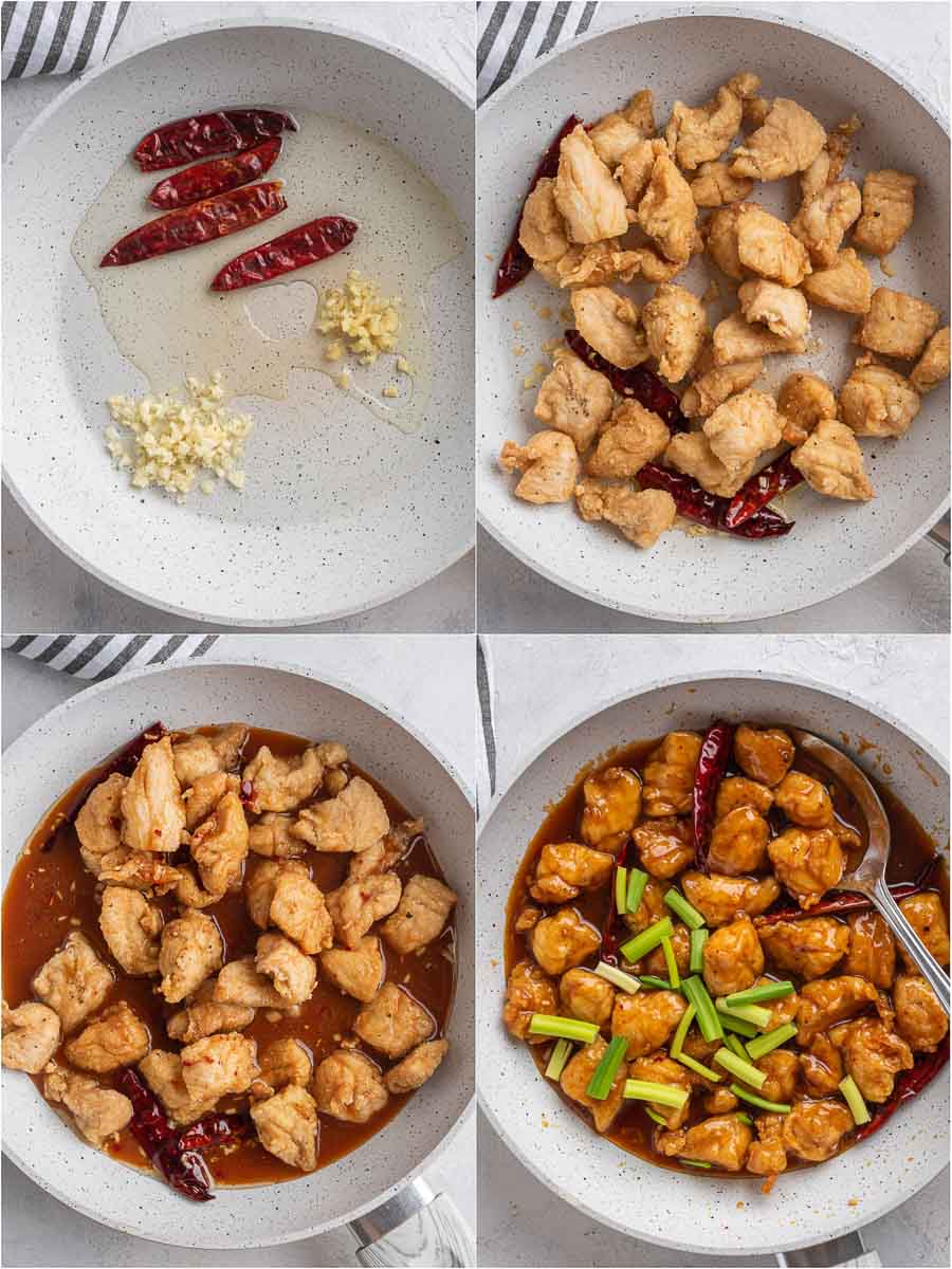 process showing the cooking the mongolian chicken