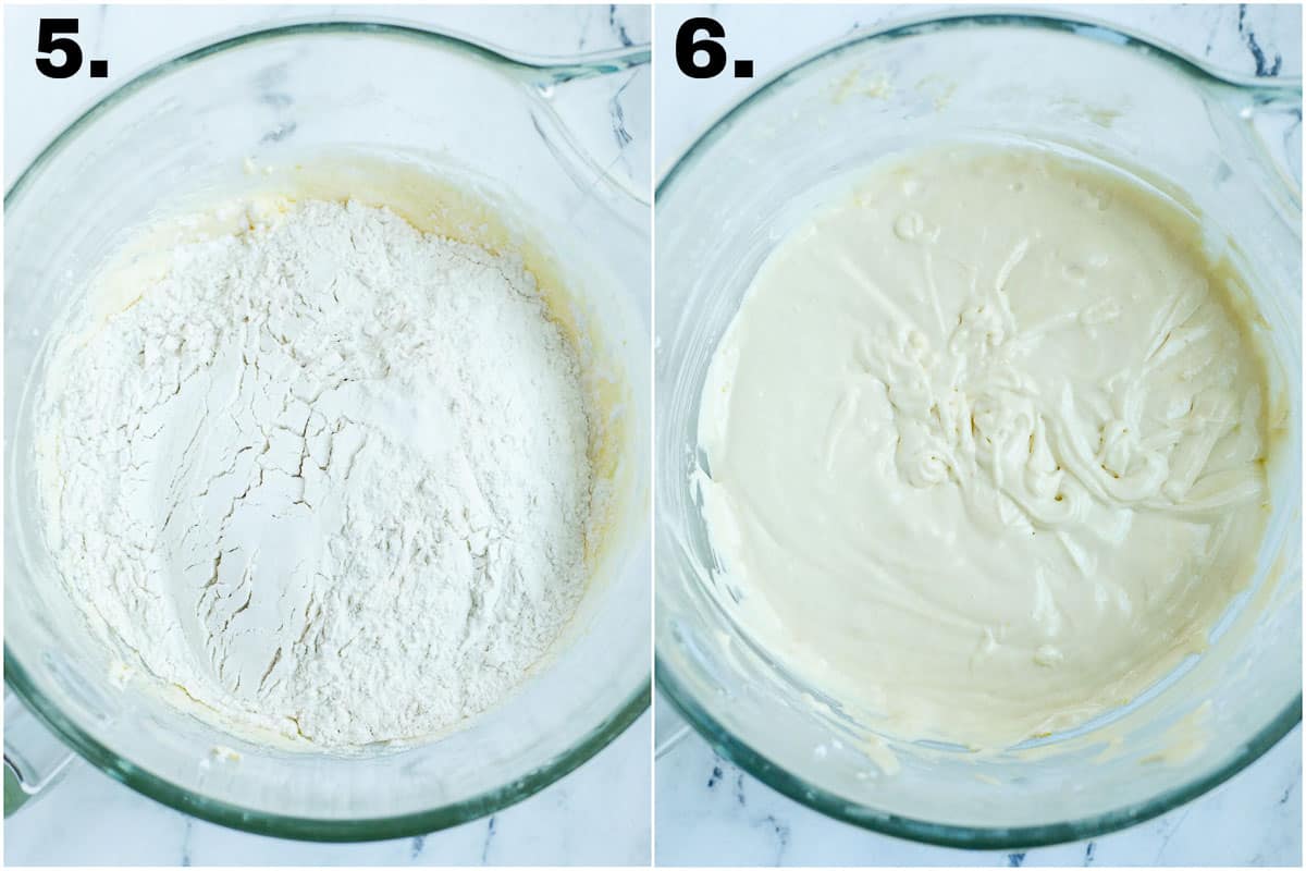 pear cake mix in the mixer bowl before adding dry ingredients ,milk and oil .