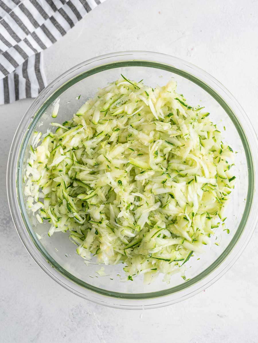 shredded zucchini in a bowl