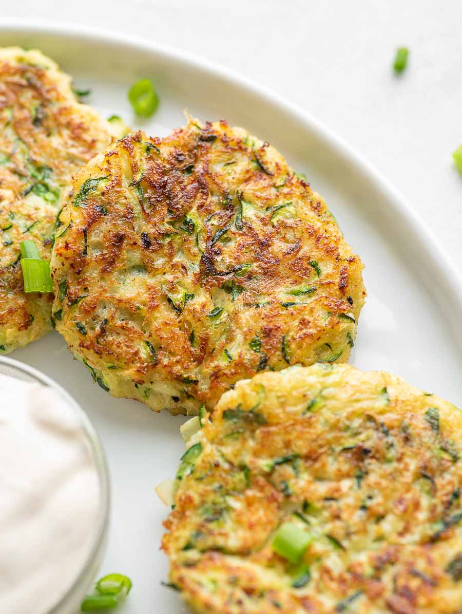 close up shot of the zucchini fritters