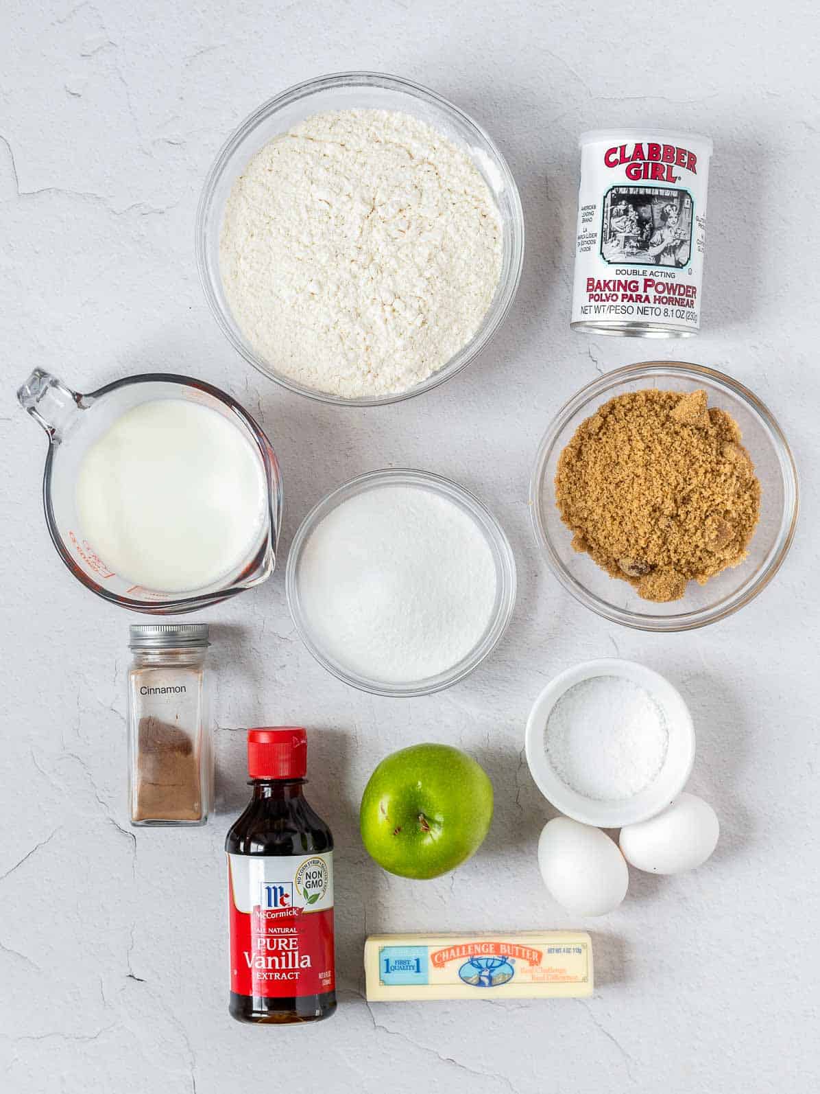 ingredients of apple crumb cake.