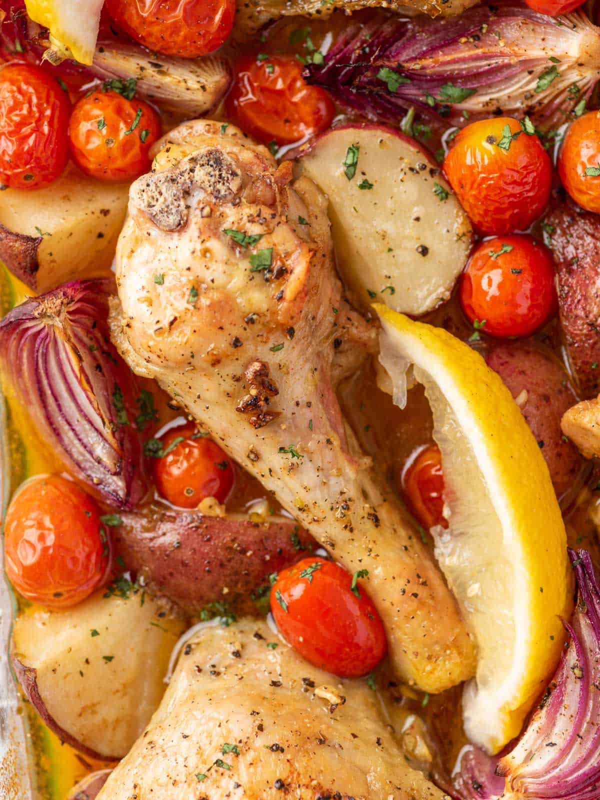 close up shot of Mediterranean Chicken thighs