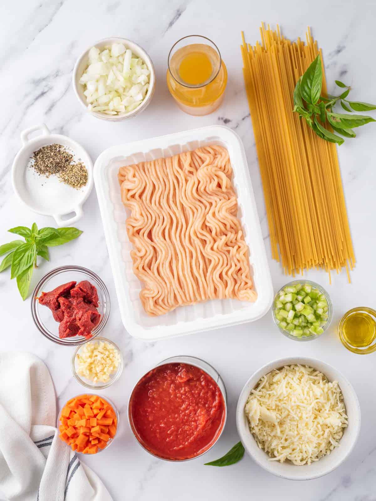 ingredients of the baked spaghetti shown
