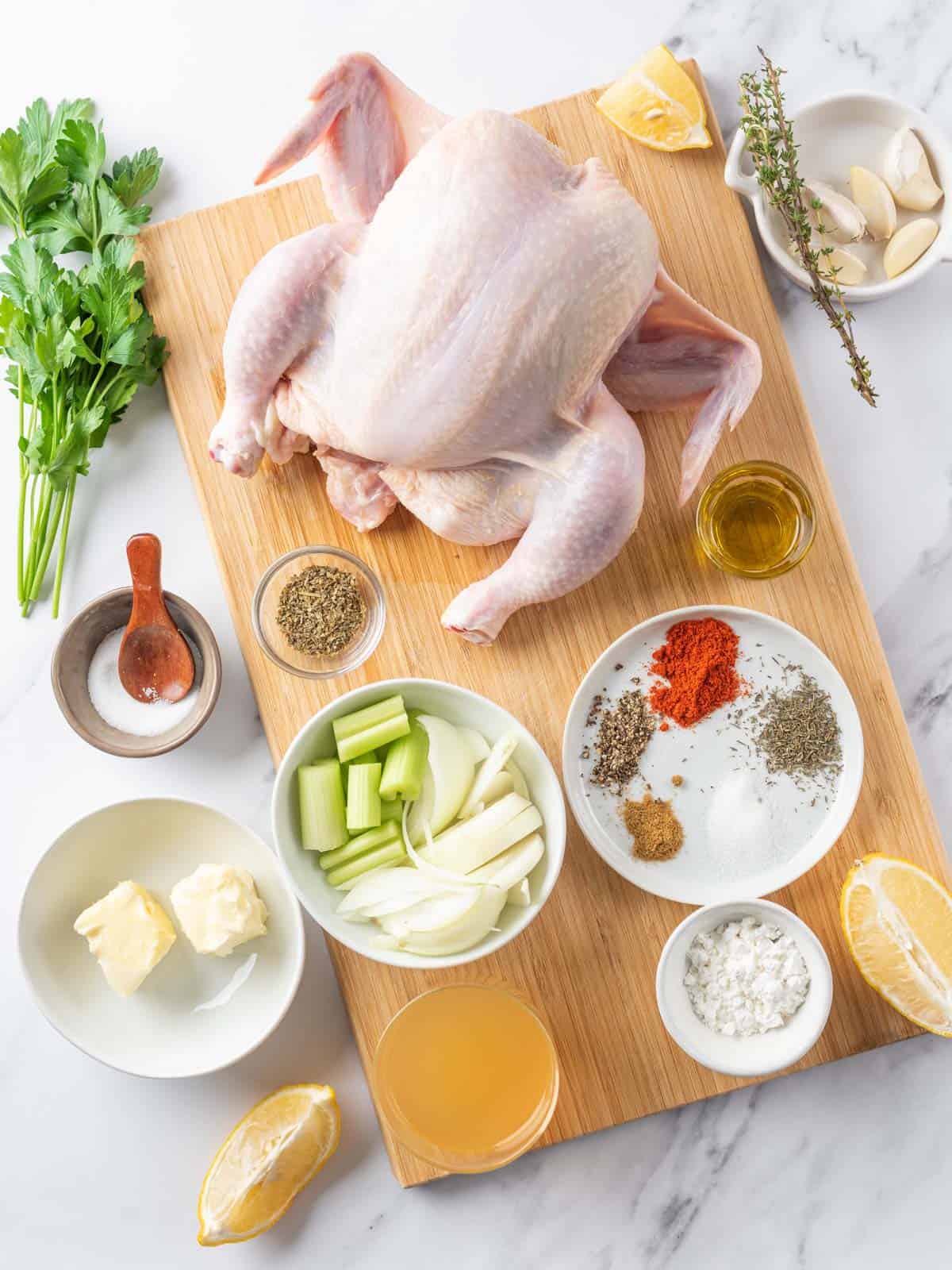 Ingredients needed for spatchcock chicken.