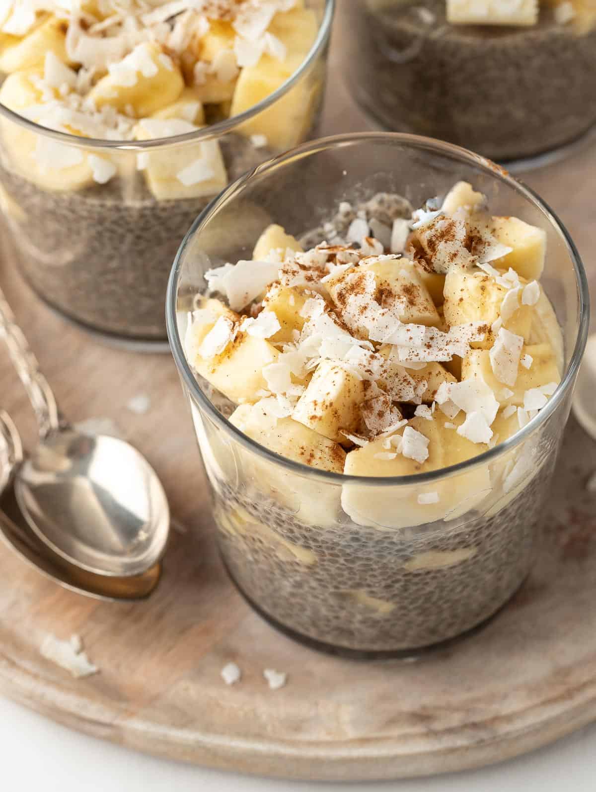 top down shot showing the toppings of the chia pudding