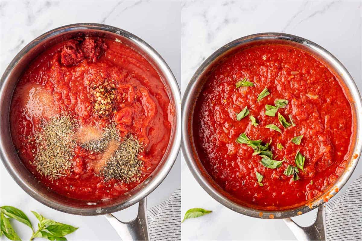 marinara sauce in a pot