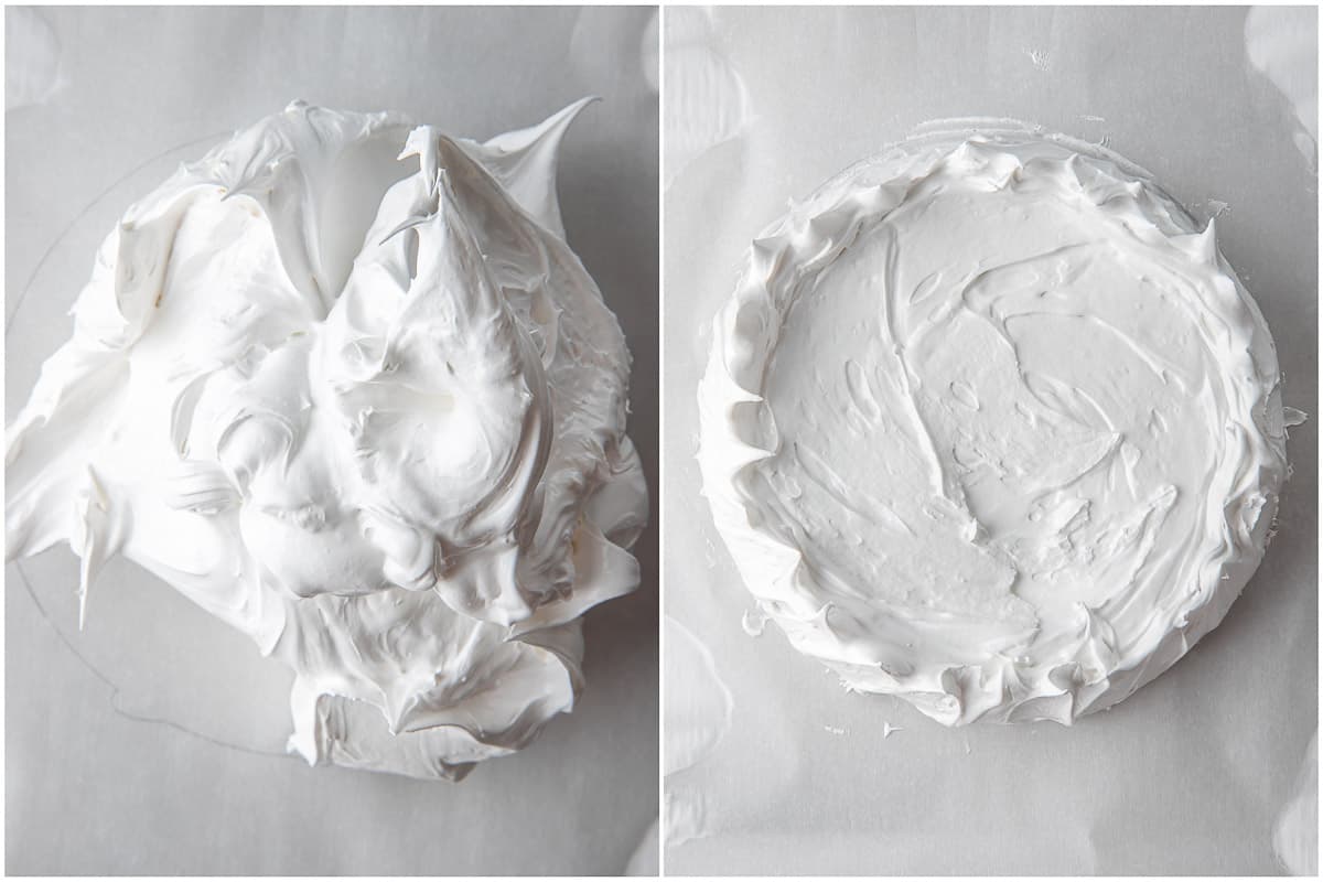 pavlova on parchment paper