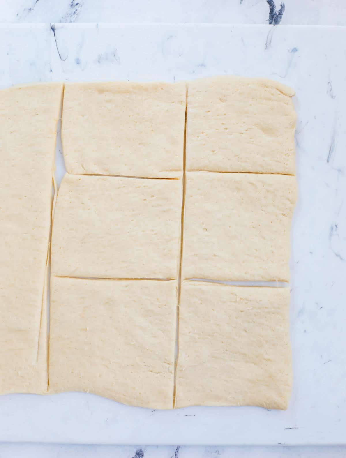 crescent dough cut into equal pieces.