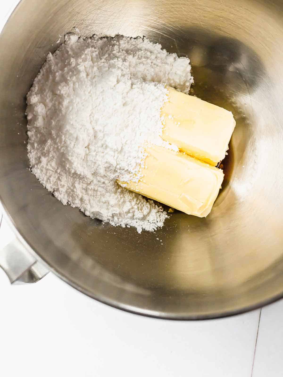 ingredients of danish cookies in a mixing bowl