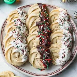 variation of danish butter cookies in a white plate