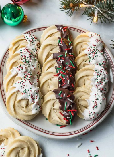 variation of danish butter cookies in a white plate