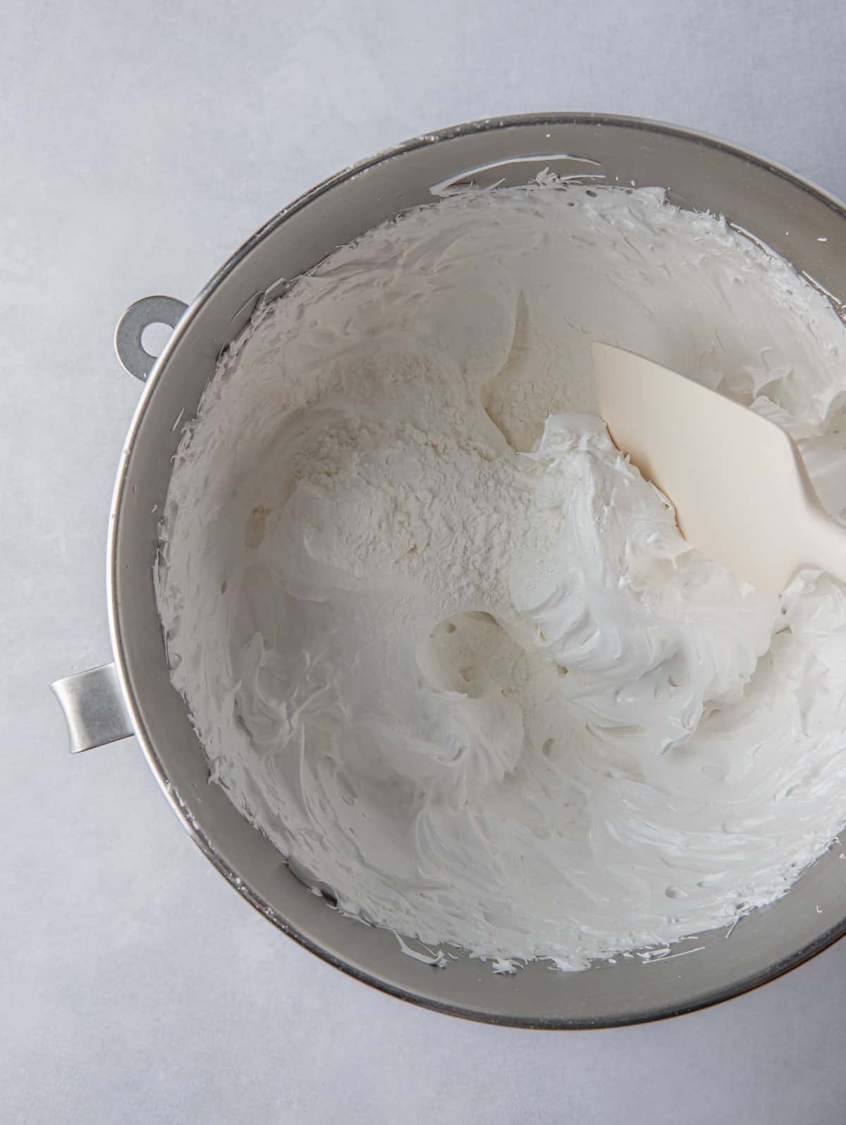 meringue in a mixing bowl