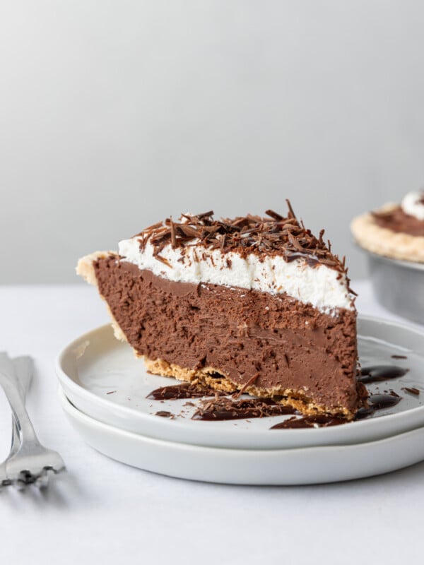 close up shot of french silk pie