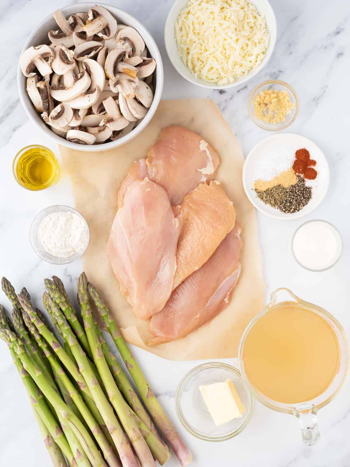 Ingredients needed to make chicken madeira.