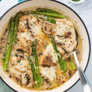 A dutch oven with chicken madeira.