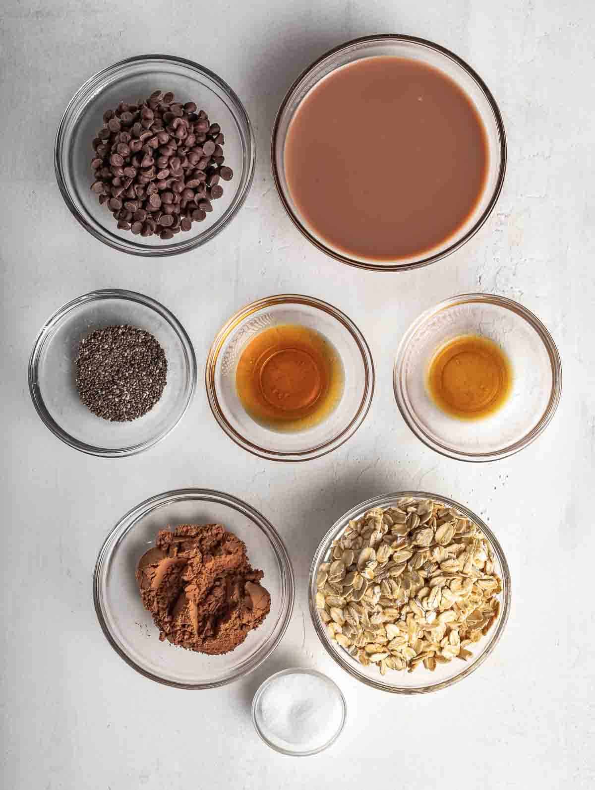 ingredients of chocolate overnight oats