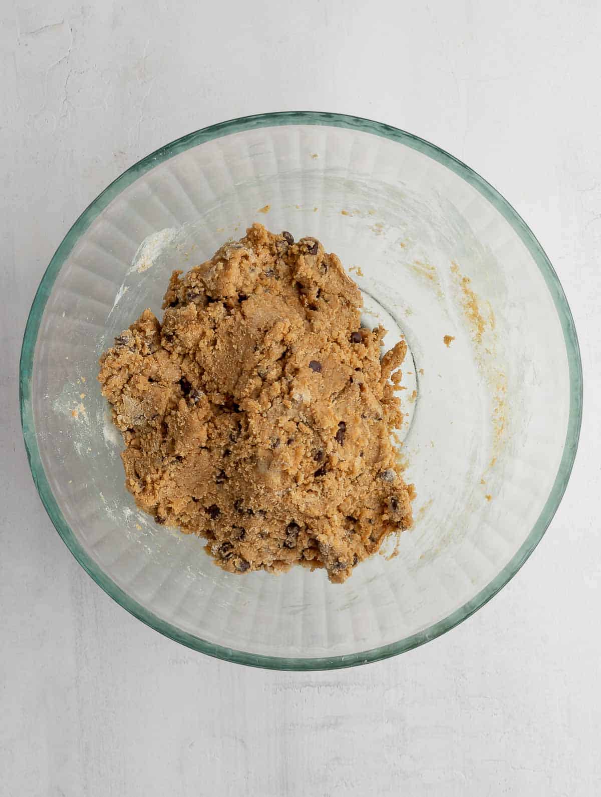 protein cookie dough in a bowl after mixing