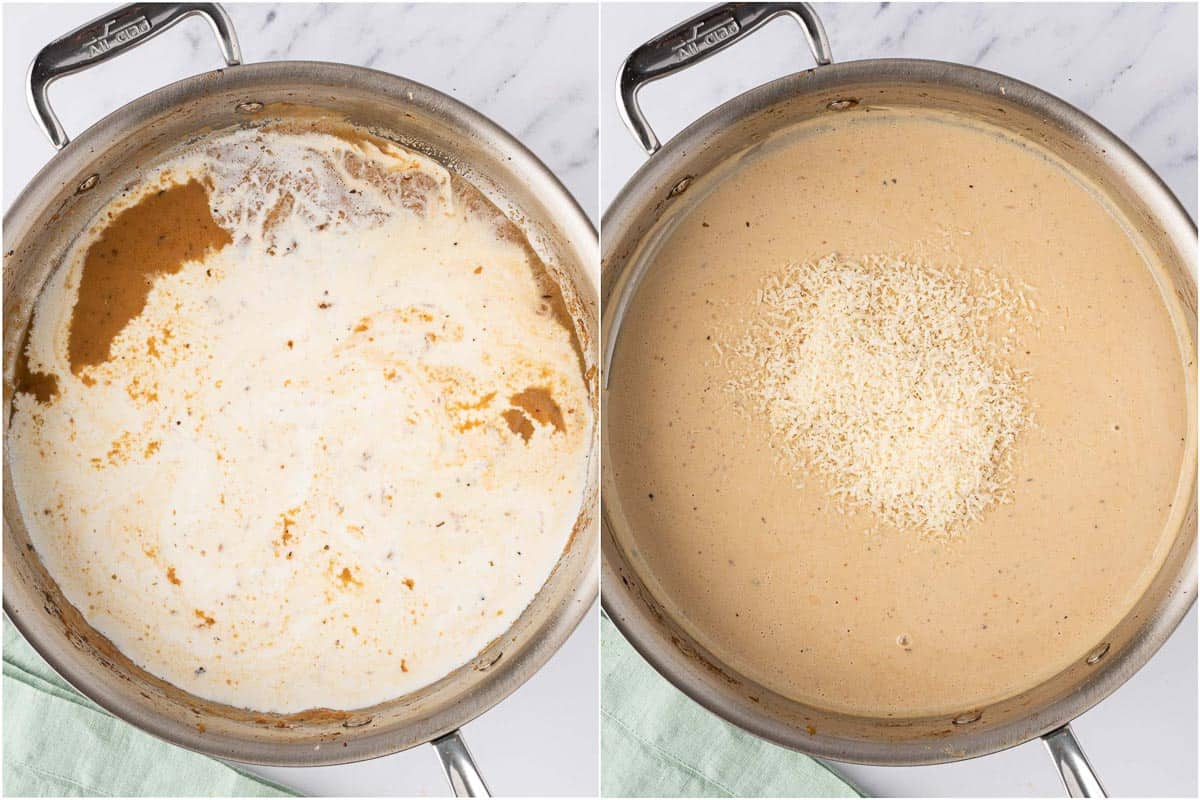 Two photos showing the sauce made.
