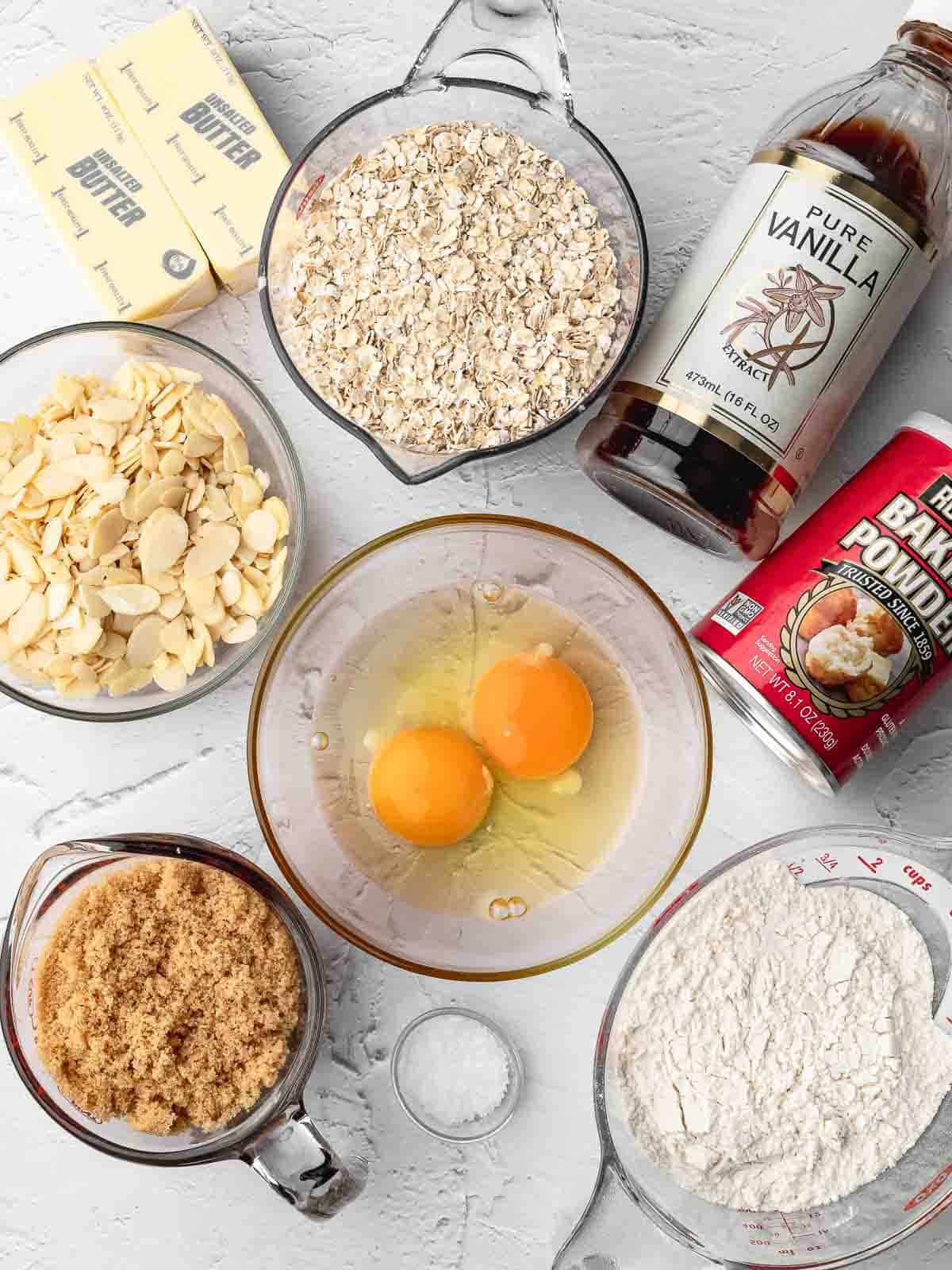 ingredients of crispy almond cookie
