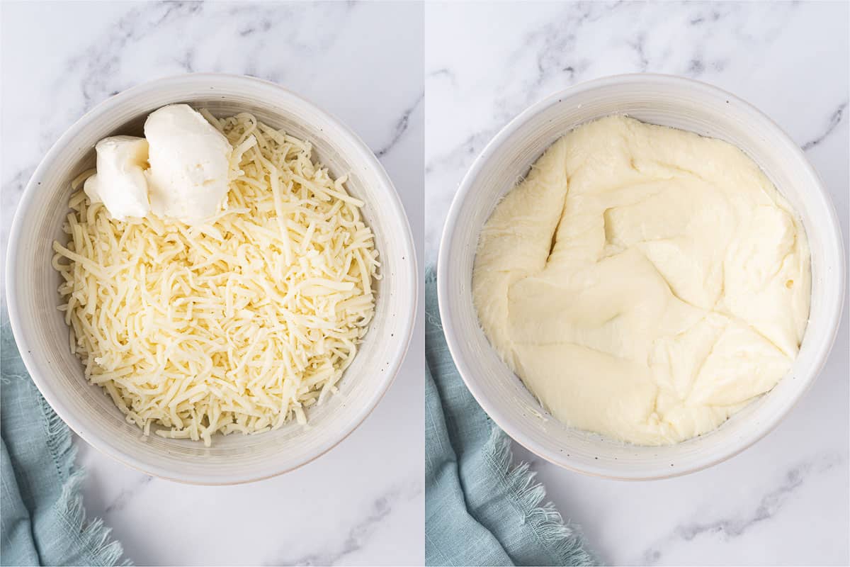 melting the cheese for low carb garlic bread