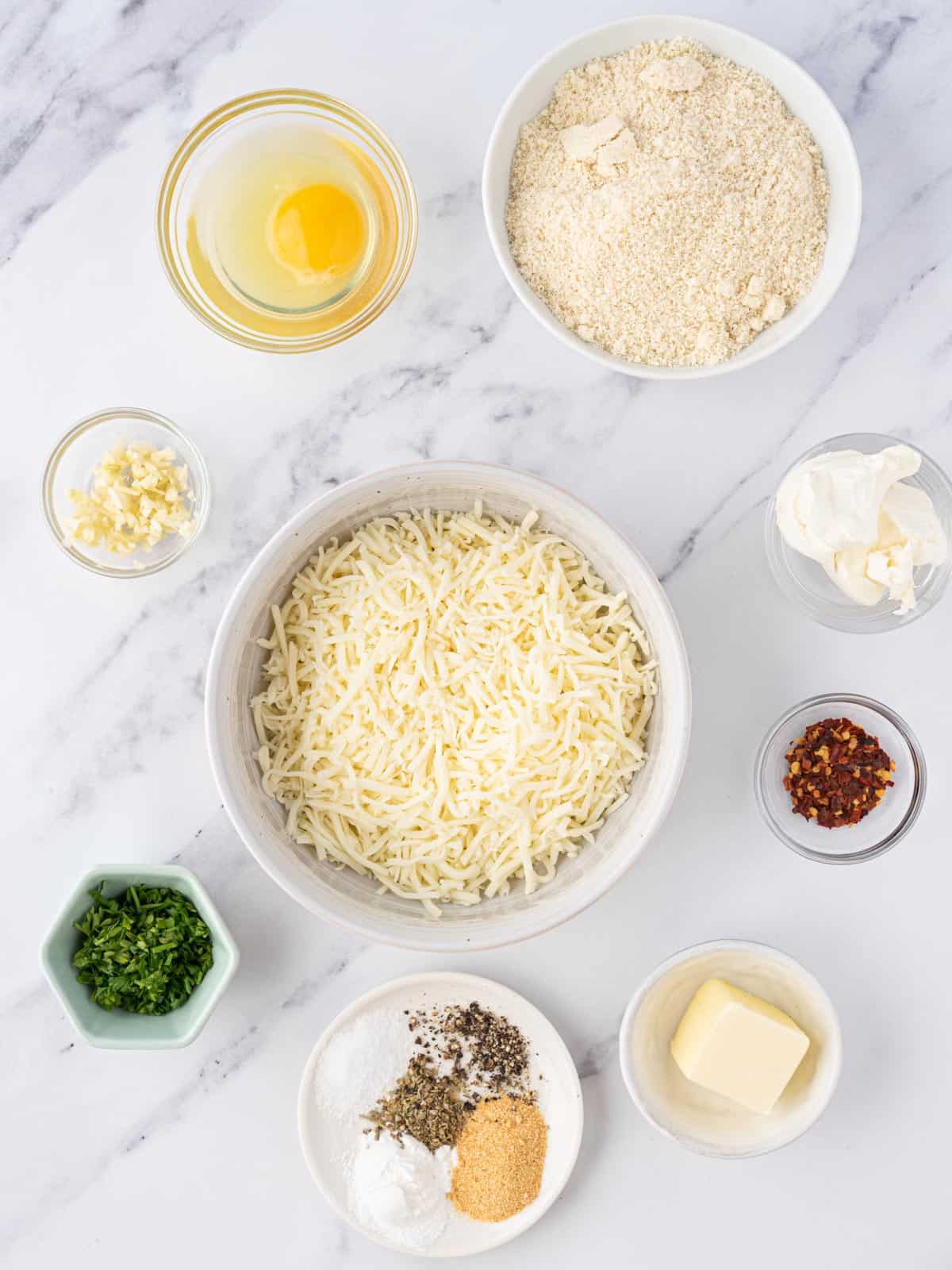 Ingredients needed to make low carb garlic bread.