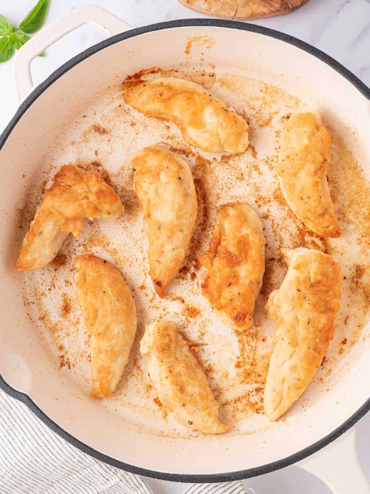 Pan seated chicken tenders.