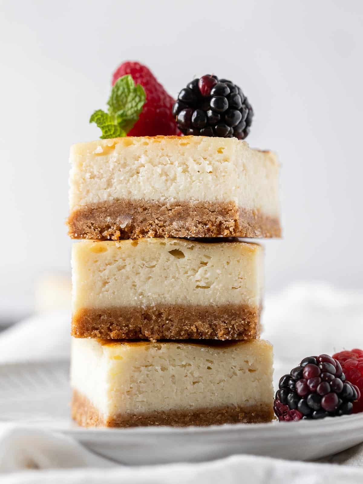 stacked creme brulee cheescake bars