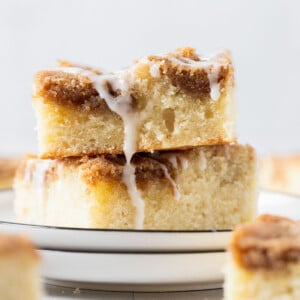 two pieces of Cinnamon Streusel Cake stacked