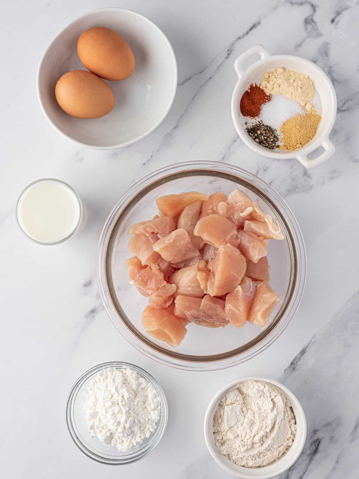 Ingredients needed for air fryer nuggets.