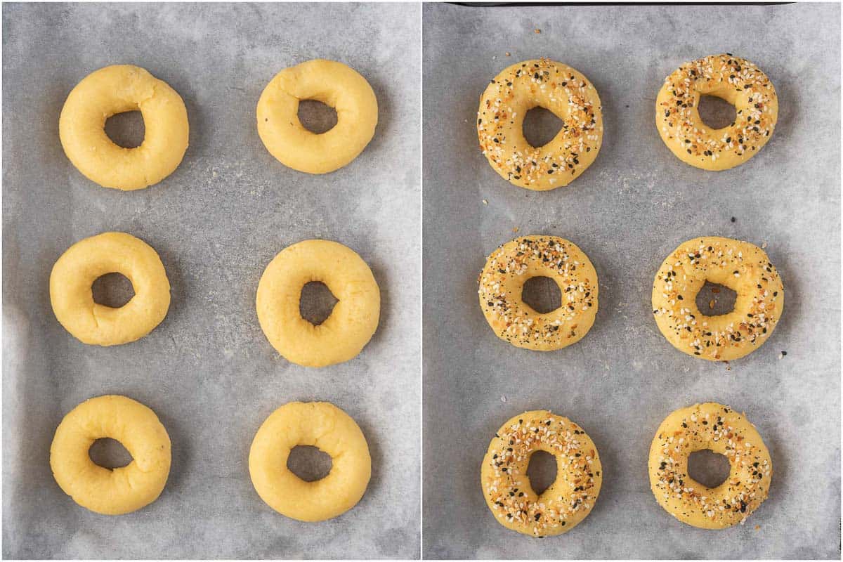 Trays of low carb everything bagels.