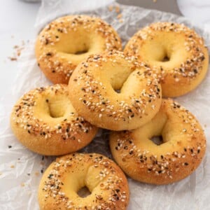 A pile of keto almond flour bagels.