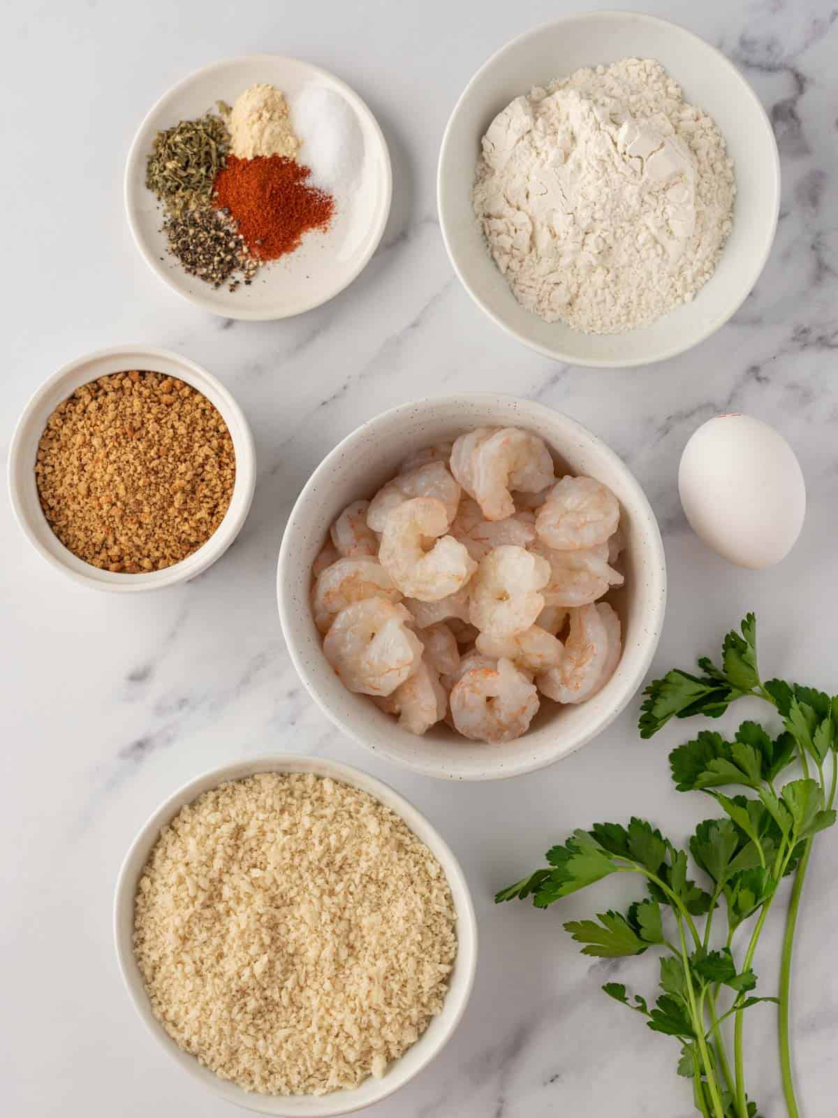 Ingredients needed for air fryer popcorn shrimp recipe.