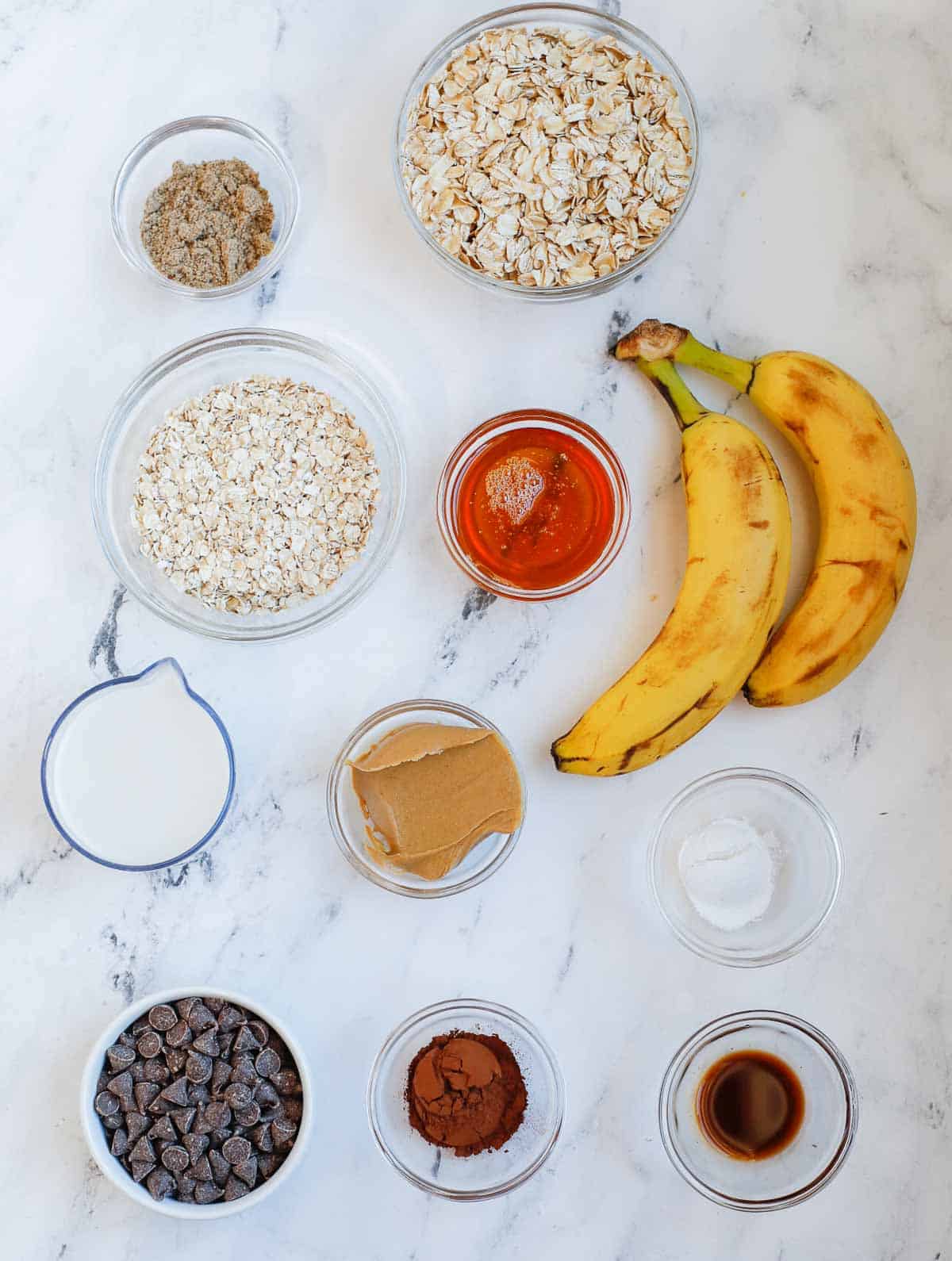 ingredients of baked chocolate oatmeal