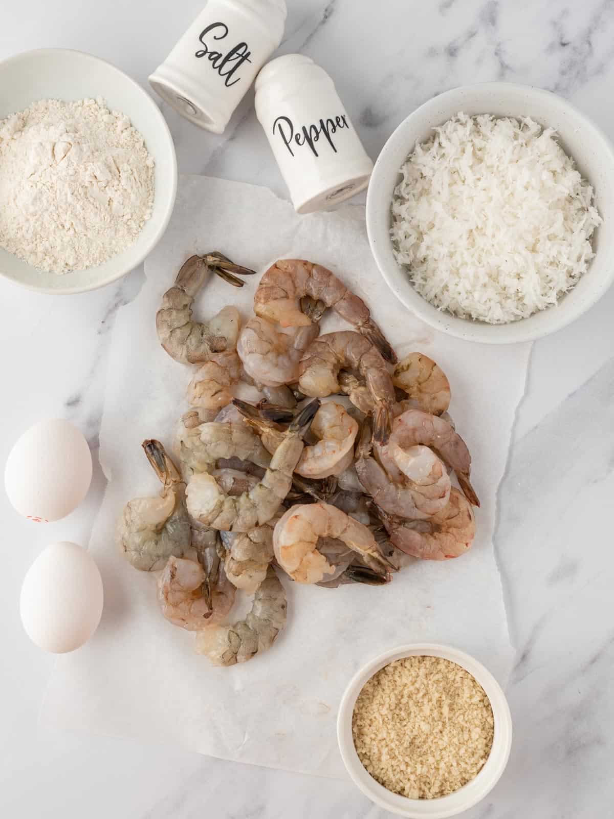 Ingredients needed for crispy air fryer shrimp.